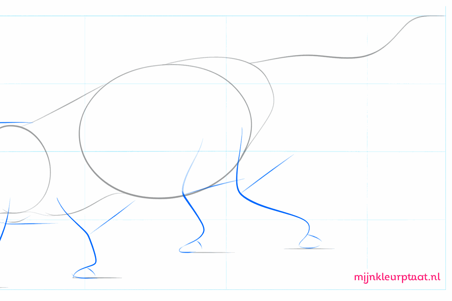 Small guide lines for the position of the eyes, ears, and paws.