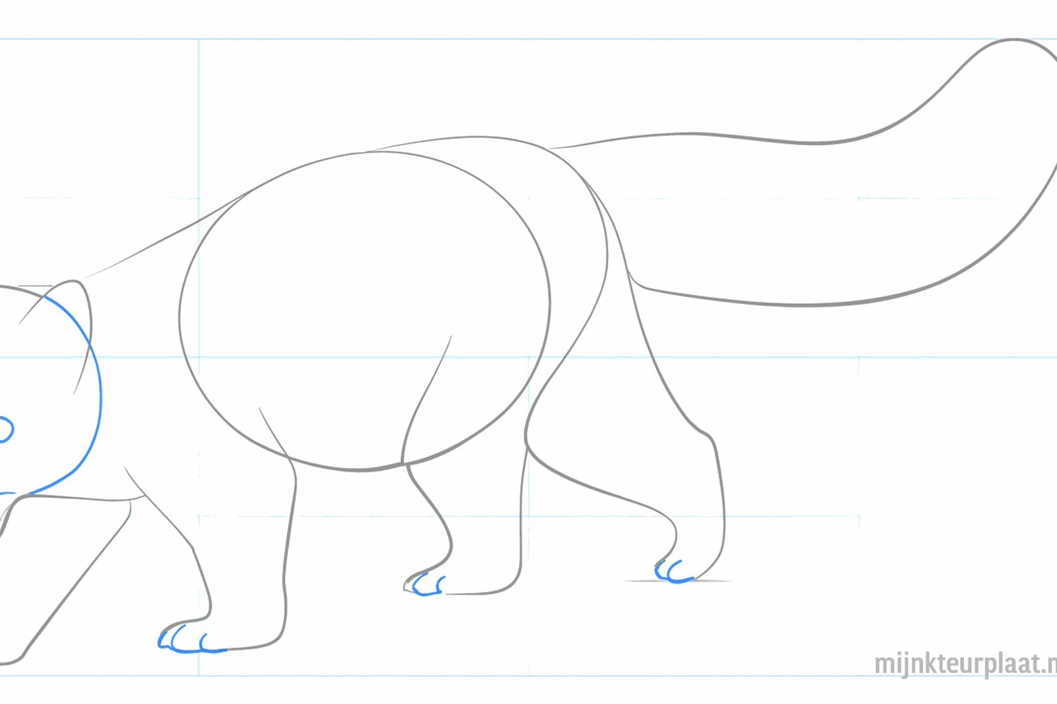 Details of the eyes, nose, and the triangular ears of the panda.