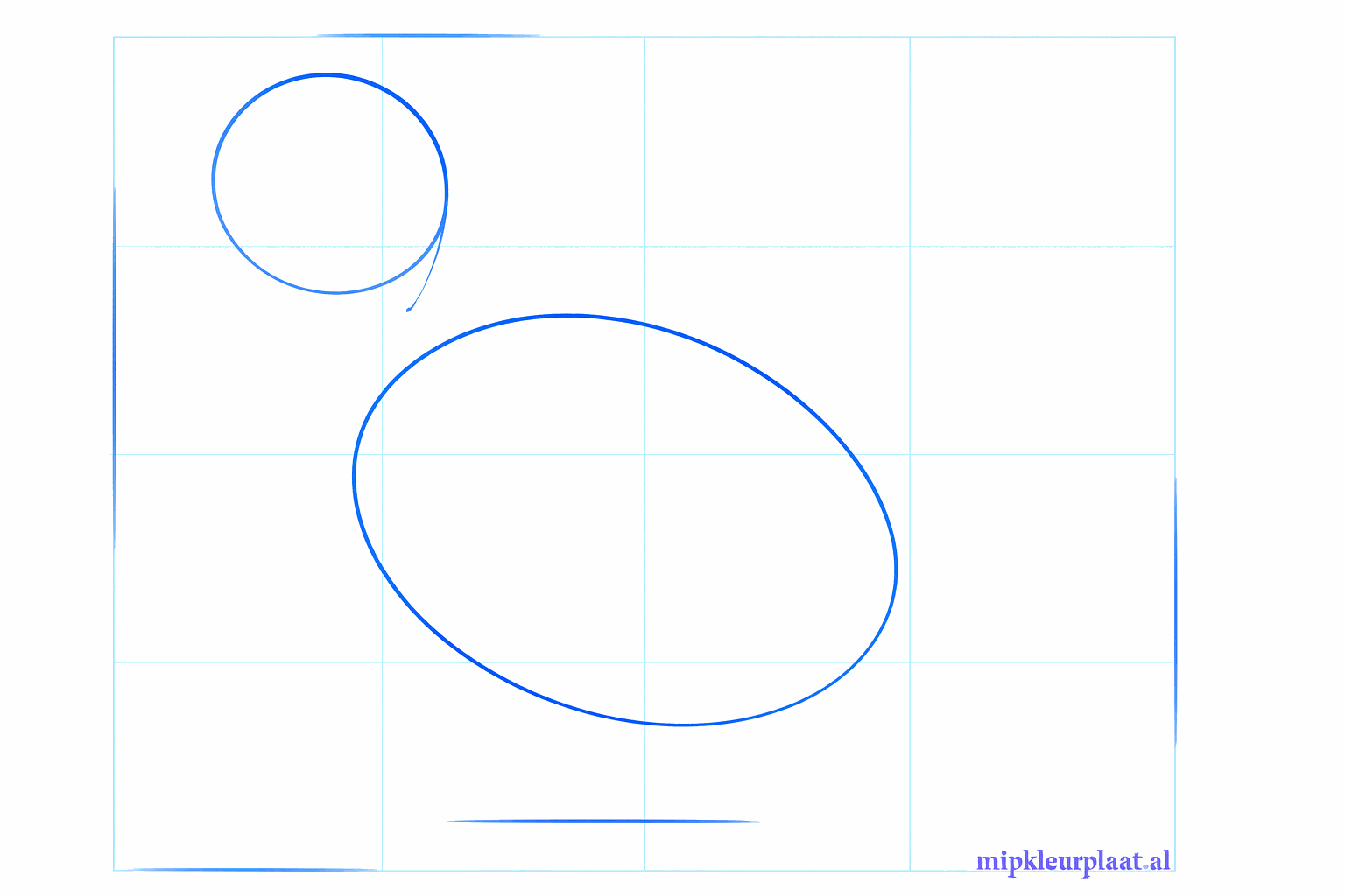 Basic shapes of an ocelot: a small circle and a large oval.