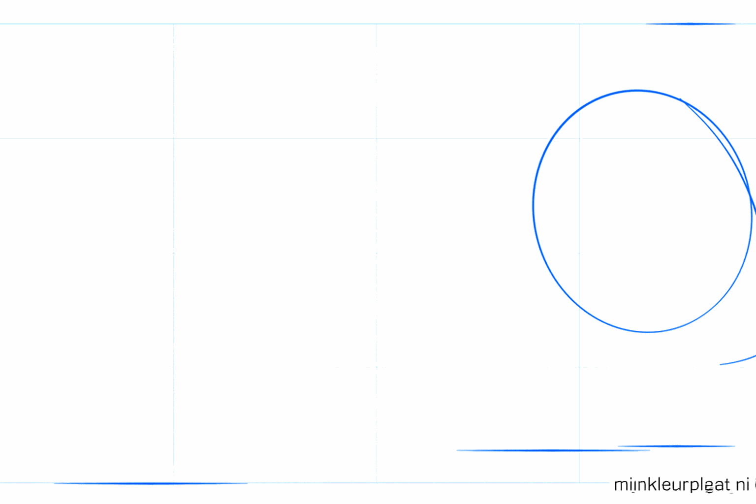 Zeichne ein schräges Oval mit einer vertikalen Hilfslinie für den Kopf der Maus.