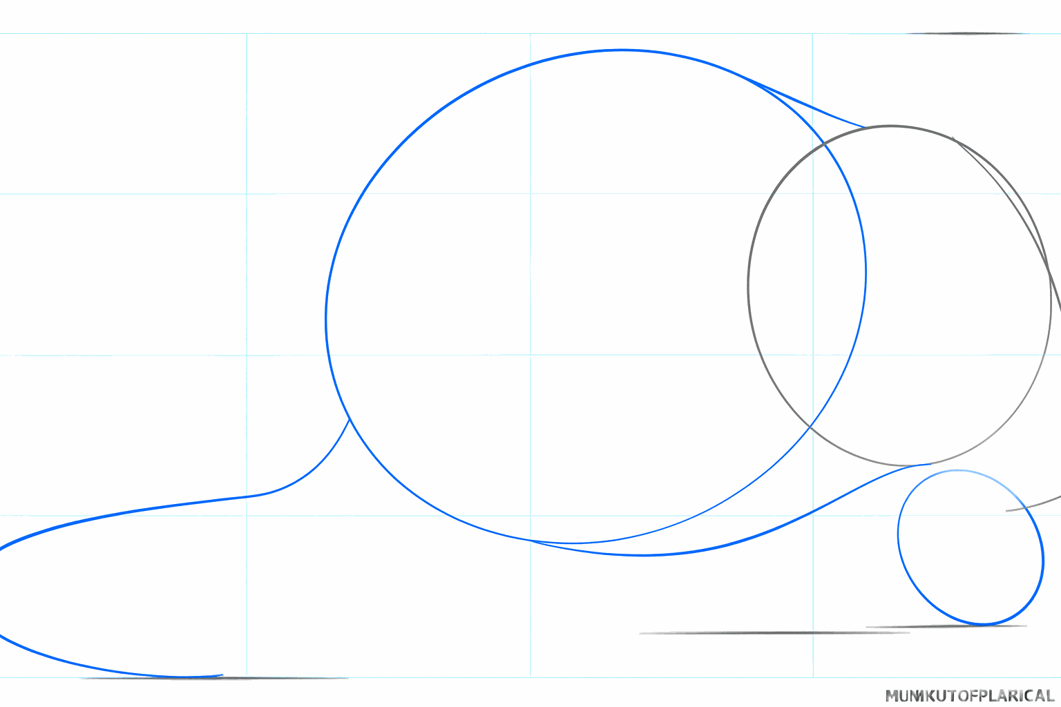 Ein großes Oval für den Körper und eine elegante Linie für den Mauseschwanz.