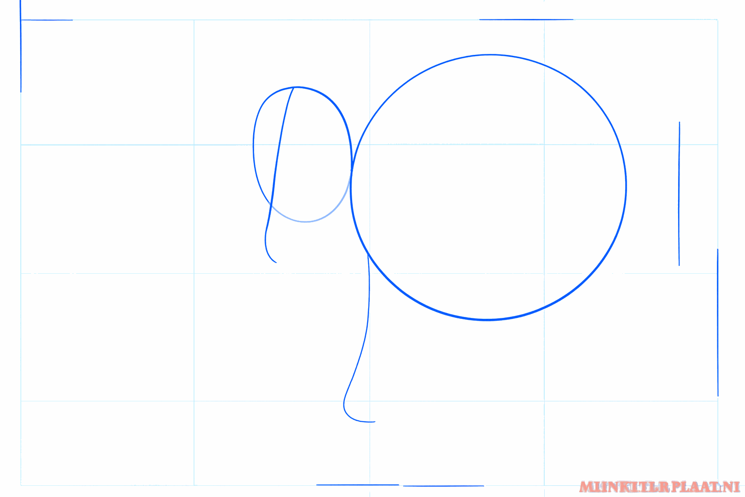 Basic shapes of a longhorn with a large oval and a small circle.
