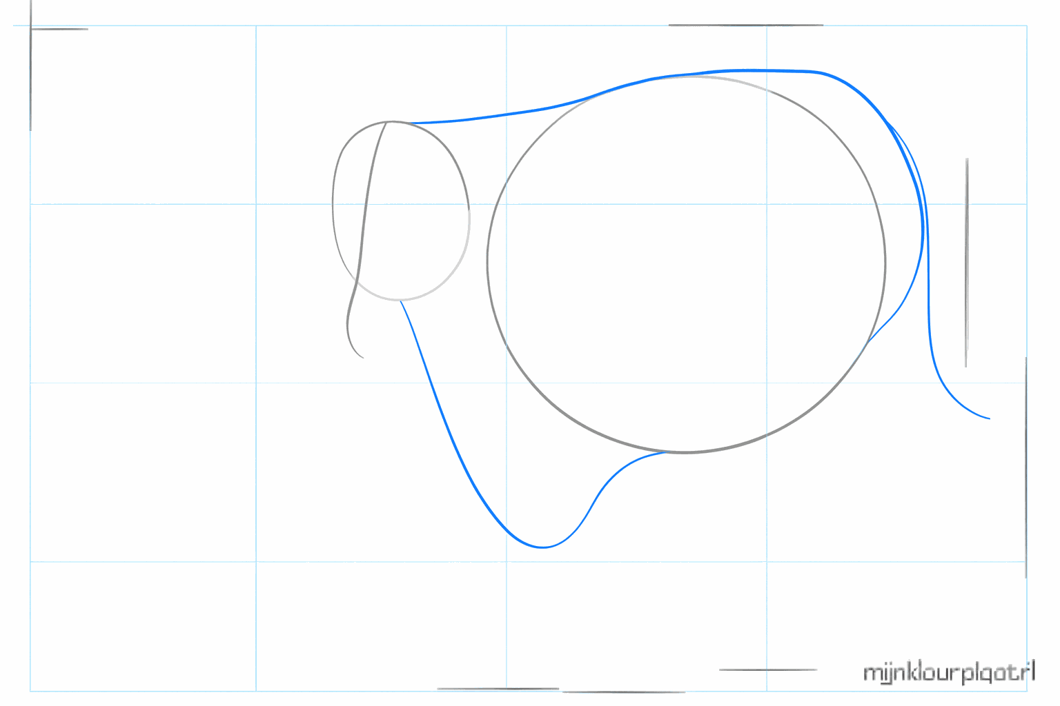 The neck lines connecting the head and the body of the longhorn.