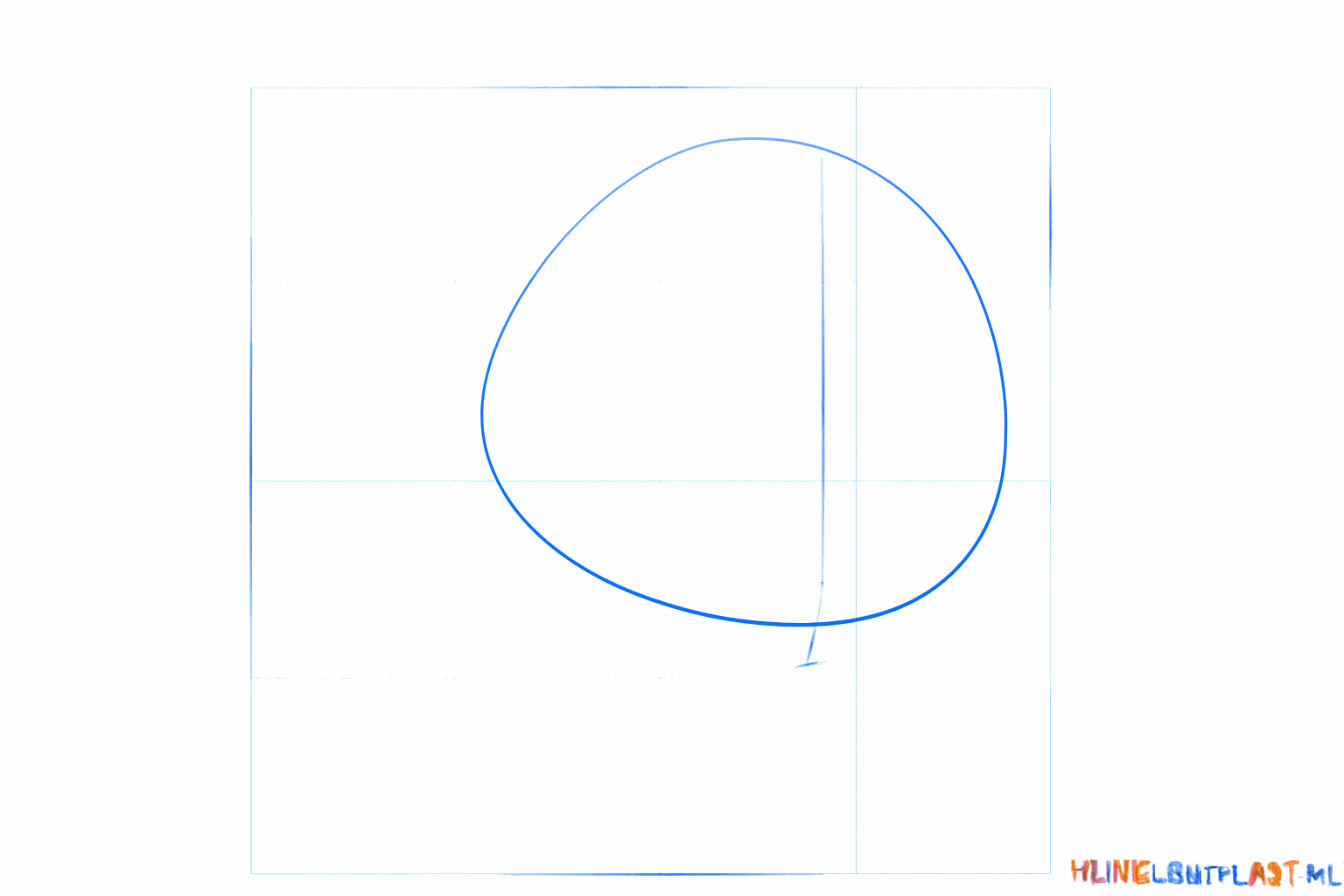 Un ovale horizontal avec une croix à l'intérieur comme base pour la tête du hamster.