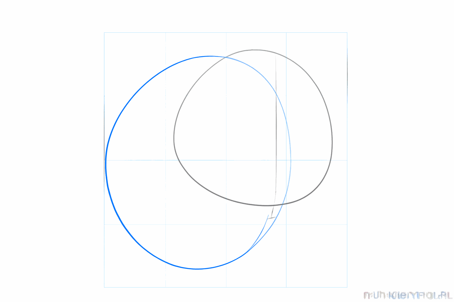 Un grand cercle sous le premier ovale pour le corps du hamster.