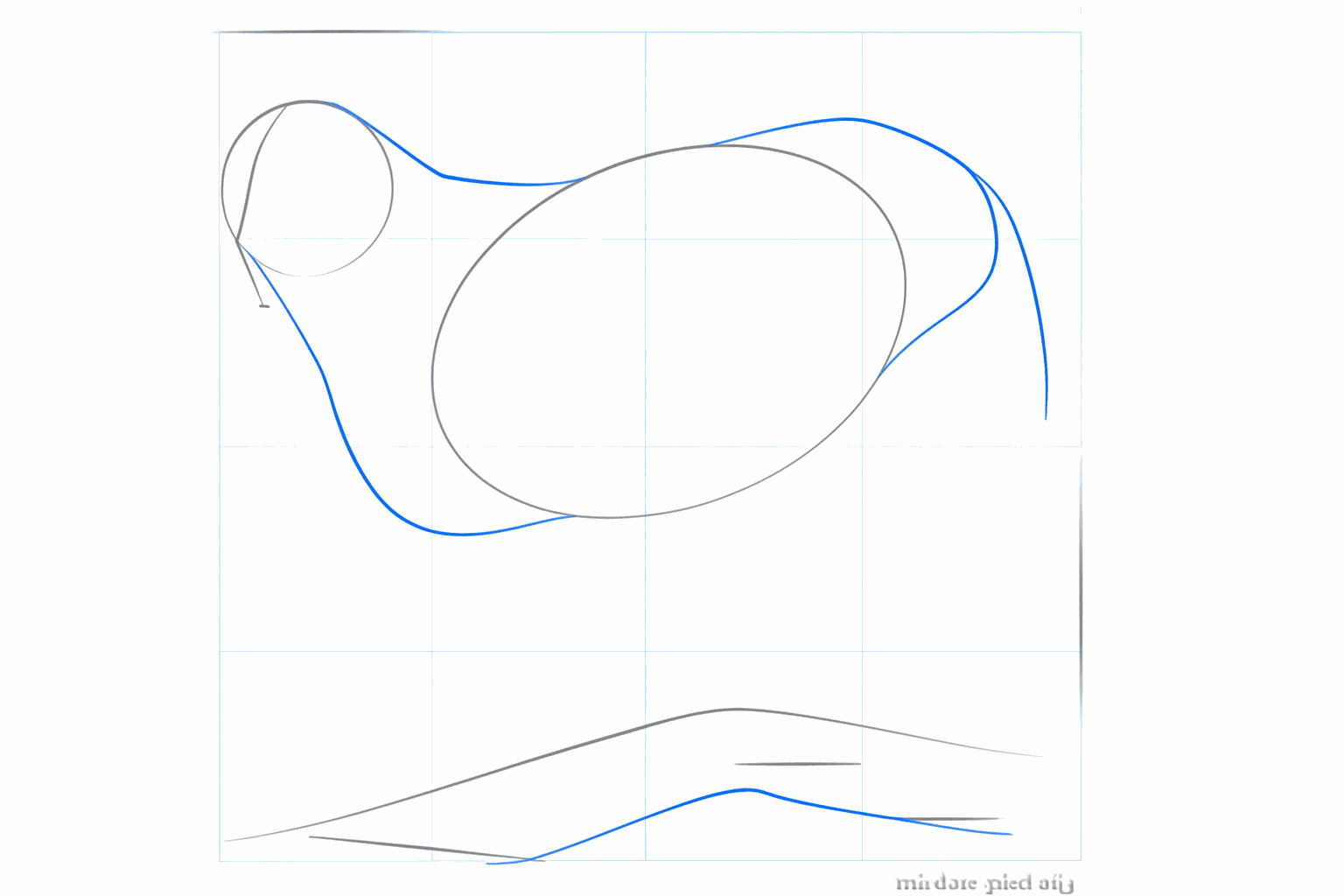 Le cou et la queue du lynx sont dessinés avec des lignes simples sur la branche d'arbre.