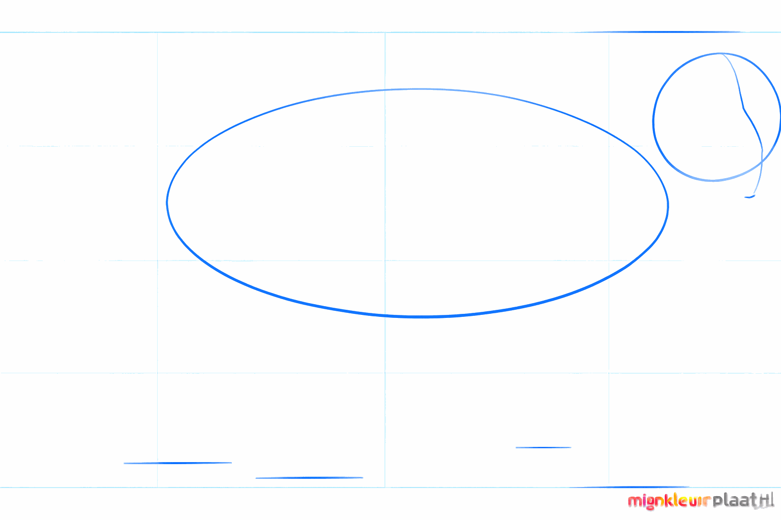 Basic shapes of a snow leopard: a circle and a large oval.