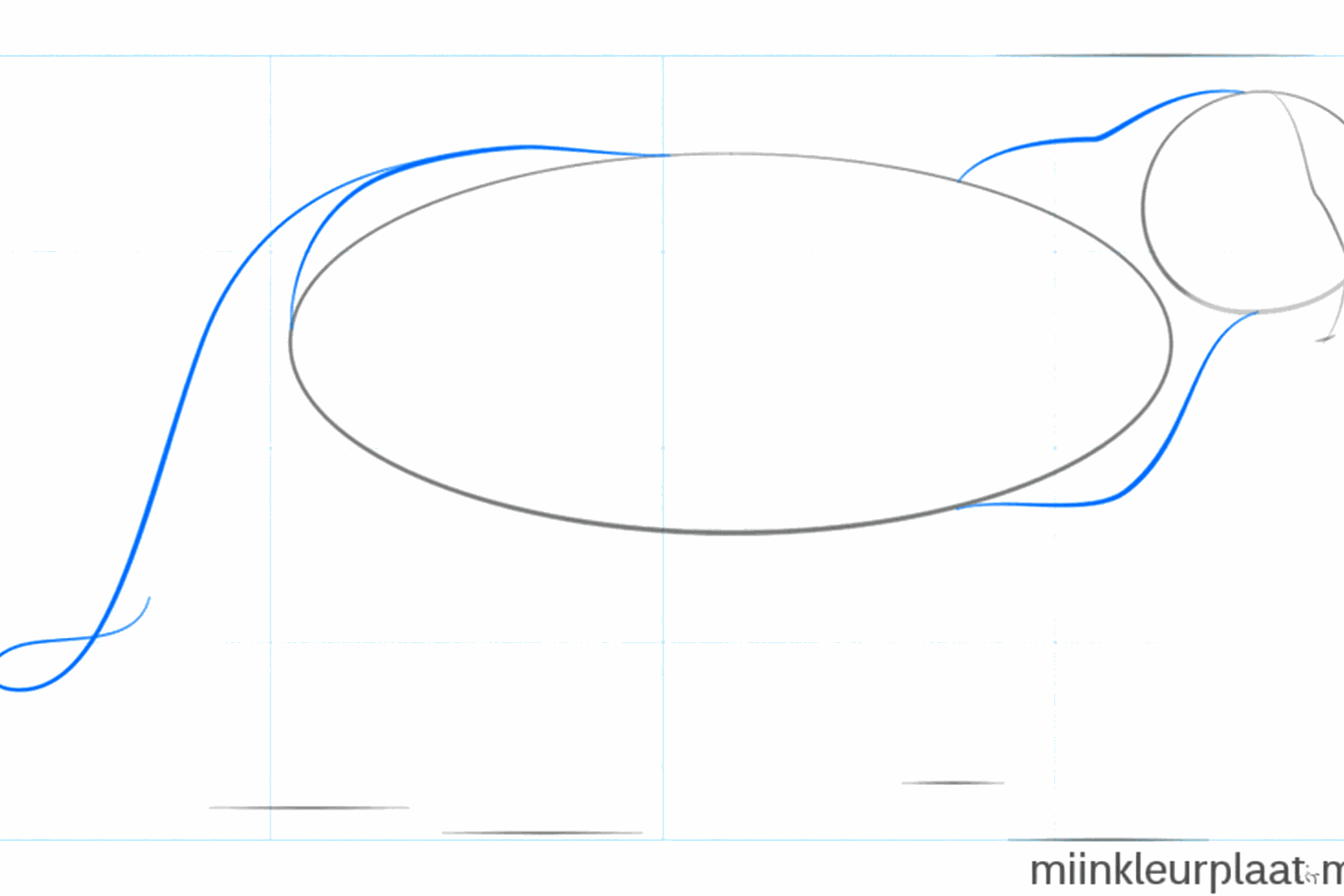 The neck and the long tail line connecting the circle and the oval.