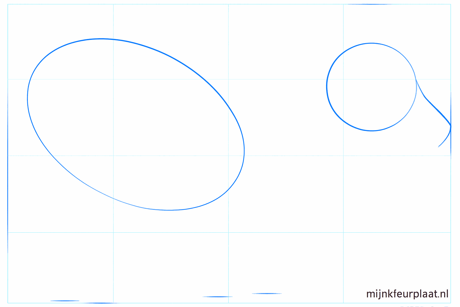 Two ovals forming the base for the body and the head of the yak.