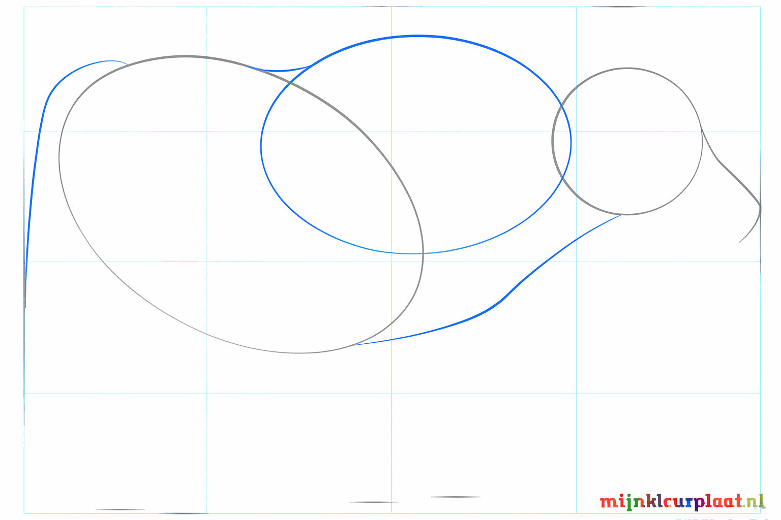 Lines forming the neck and a long curved line for the tail.