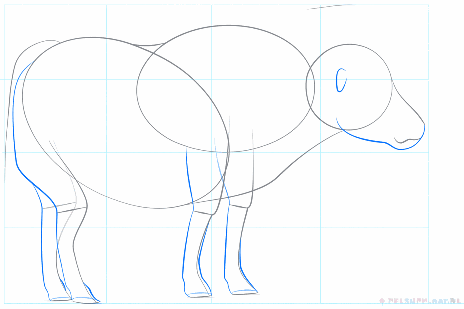 The yak gets ears and thicker shapes for the legs.