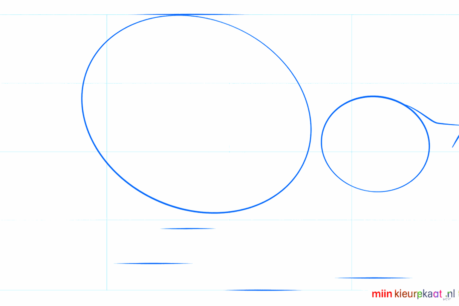 Dessin d'un cercle et d'un grand ovale comme base pour un raton laveur.