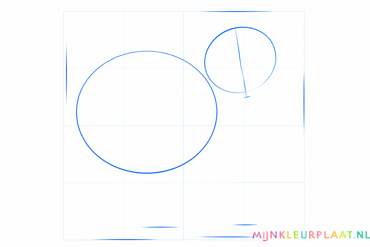 Formes de base d'un cercle et d'un ovale pour la tête et le corps du chien.