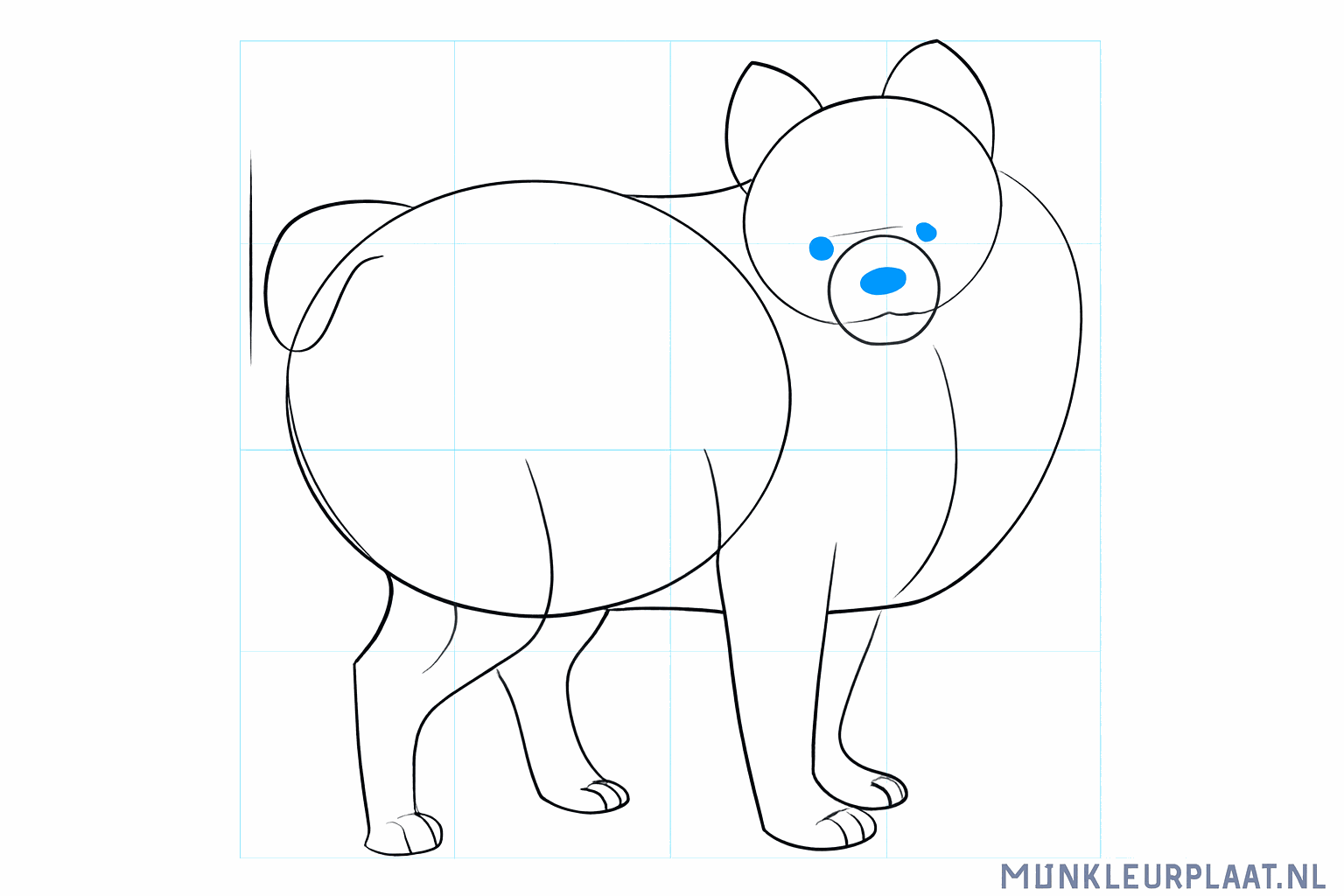 Forme d'une queue touffue et petits cercles pour les pattes du chien.