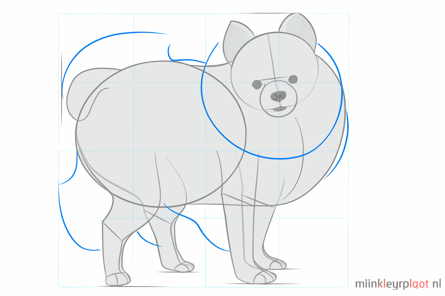 Détails du nez, oreilles pointues et une ligne pour le collier.