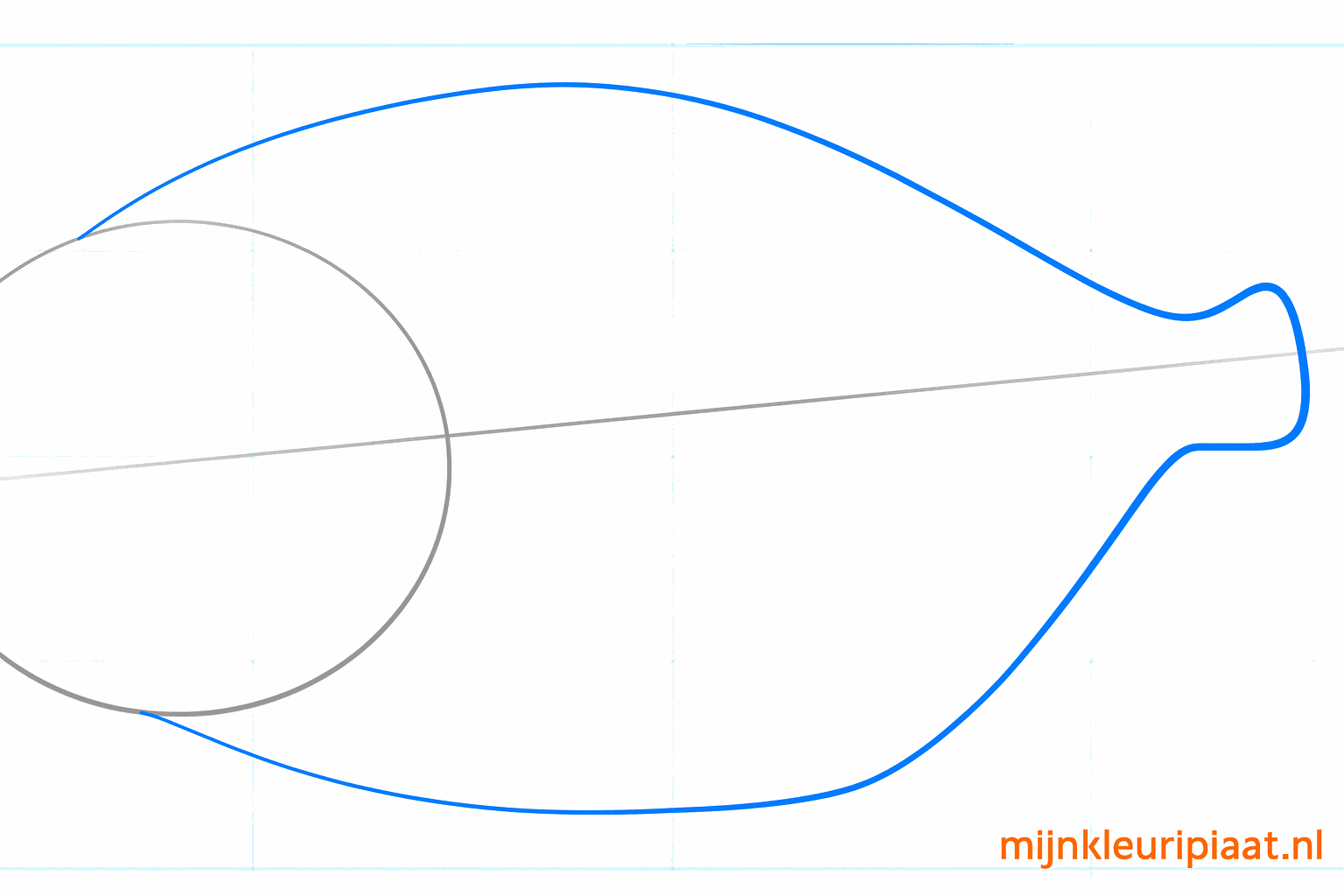 Le contour du corps du piranha relié à l'ovale.