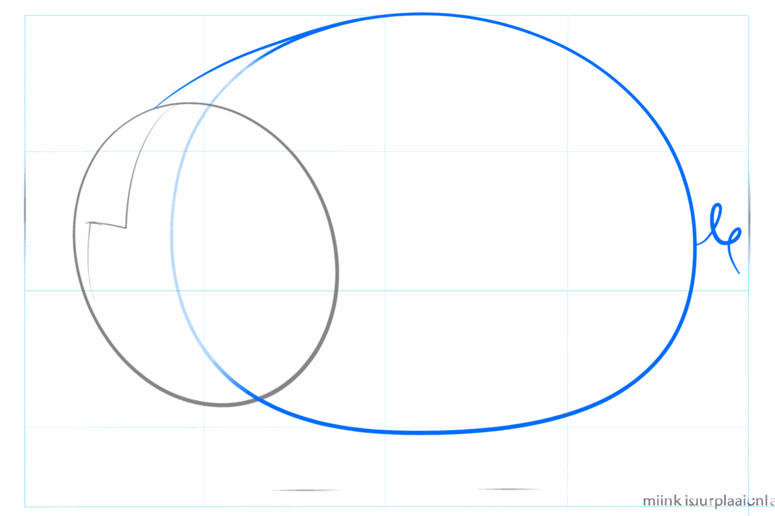 Un grand cercle relié à la tête pour le corps du cochon.