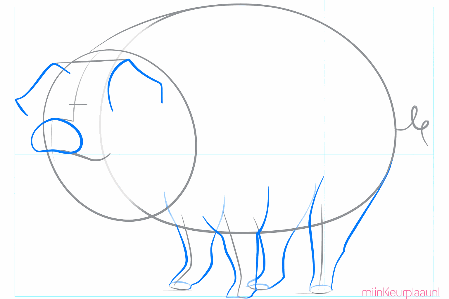 Les formes des pattes, du groin et des oreilles sont dessinées plus nettement.