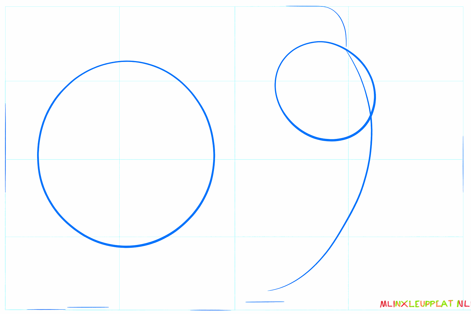 Two circles as a base for the body and the head of the mammoth.