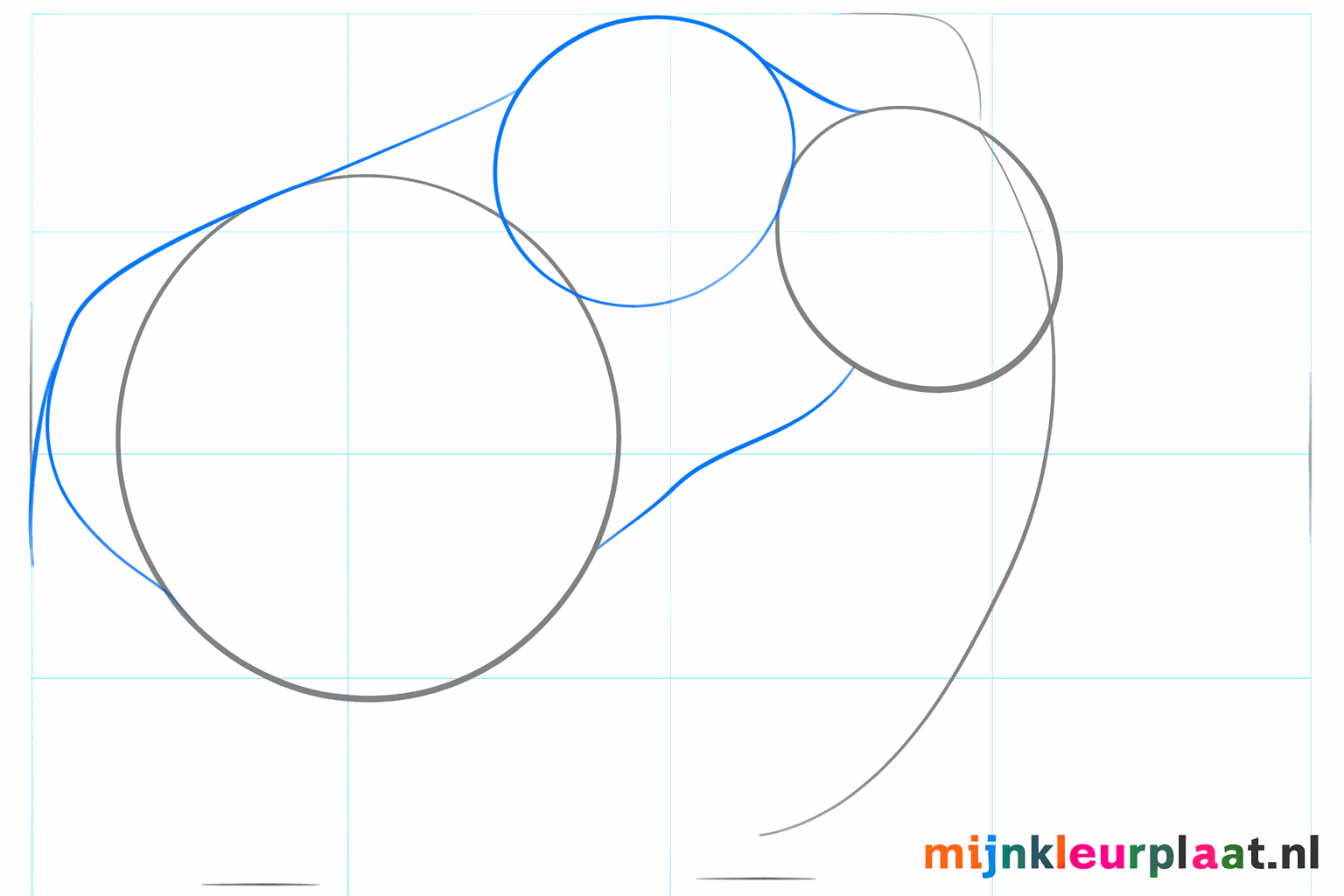 The outline of the back, neck, and a small line for the tail.