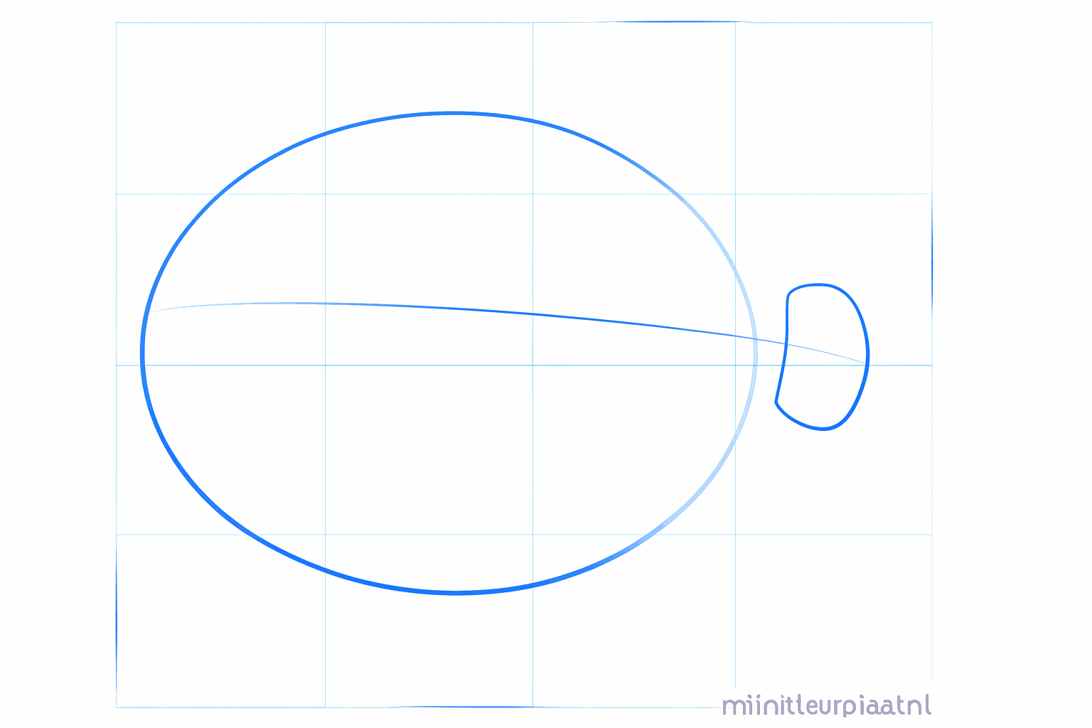 Dessin d'un grand ovale avec un petit cercle attaché pour la base de la coccinelle.