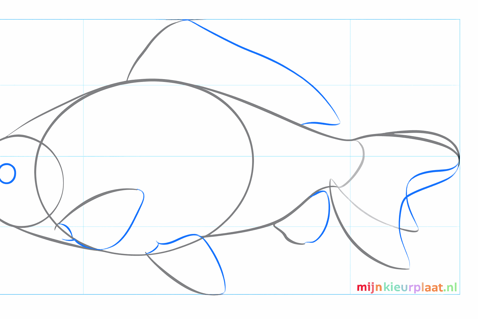 La bouche et l'œil du poisson dessinés au bon endroit.