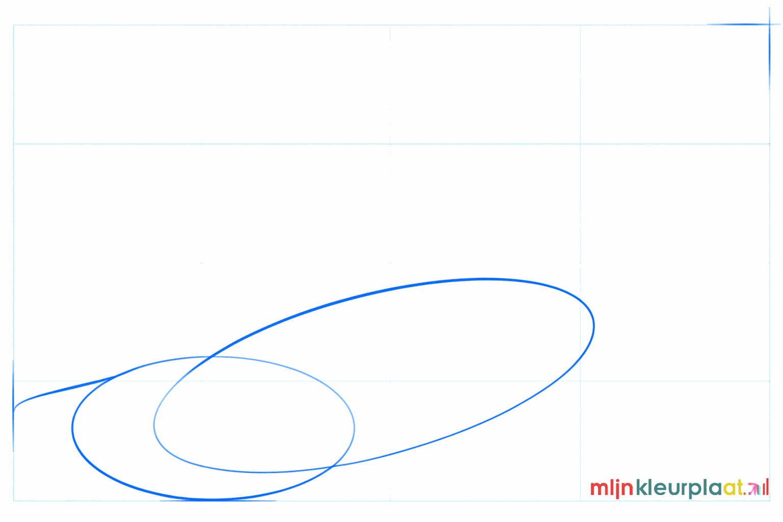 Blue whale drawing lesson step 1: Two large ovals as a base for the head and the body.