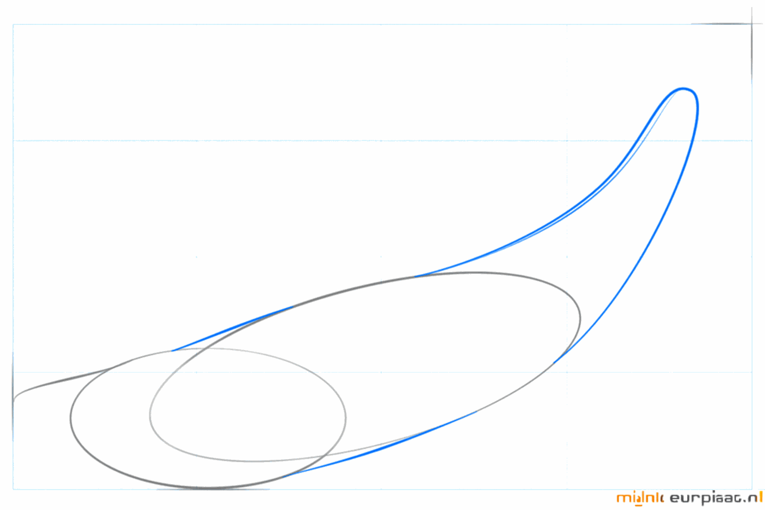 Step-by-step drawing step 2: A long line forming the back of the whale.