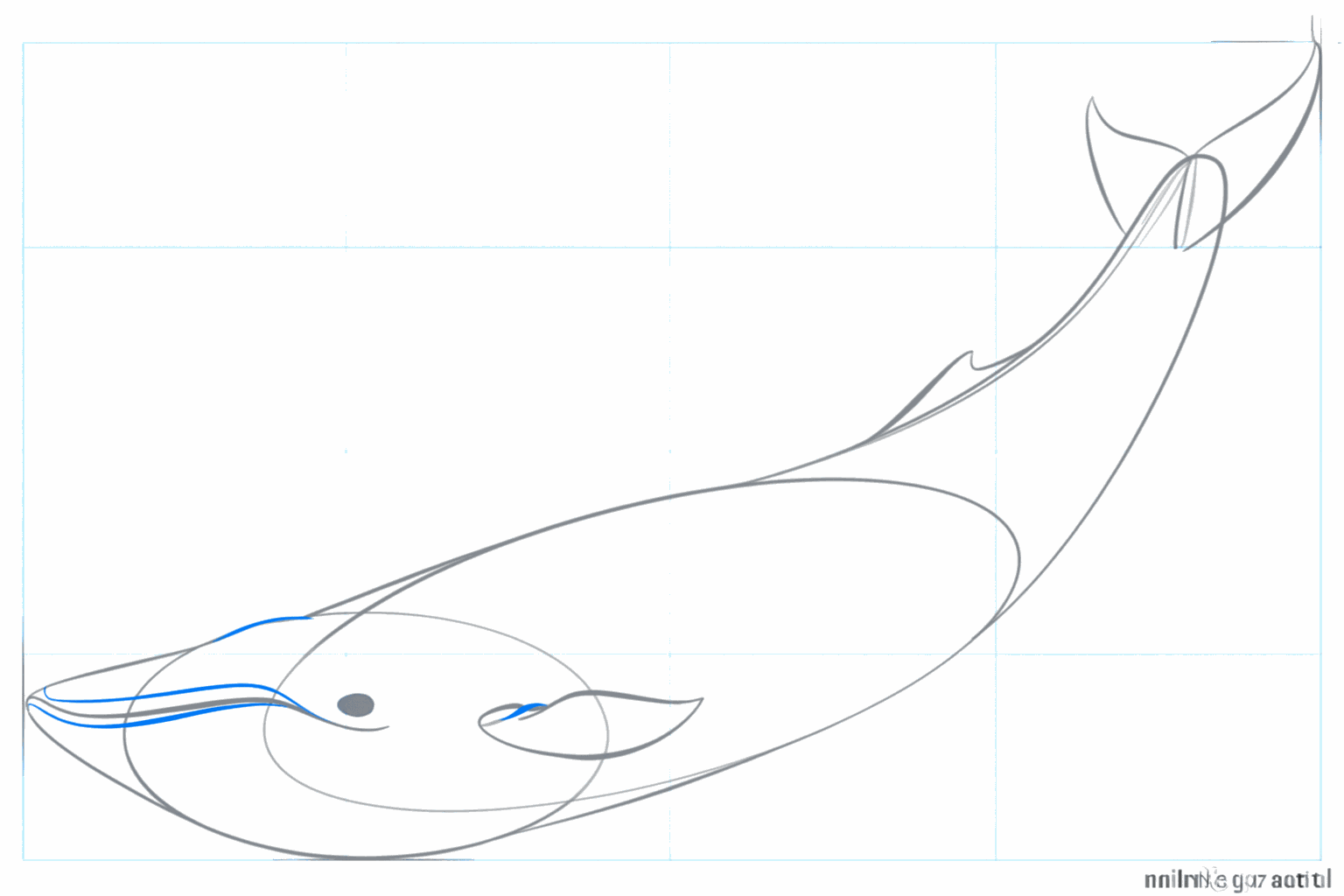 Step-by-step drawing step 5: Adding details like the eye and the ridges on the chin.
