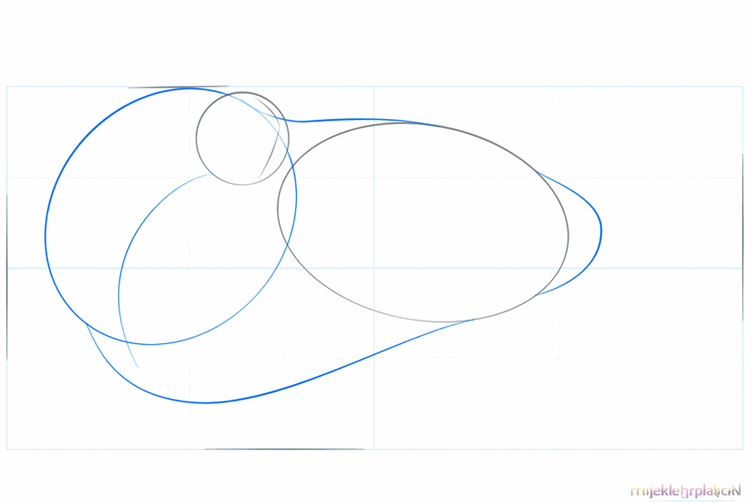 Dessiner le cou du morse en reliant le cercle et l'ovale.