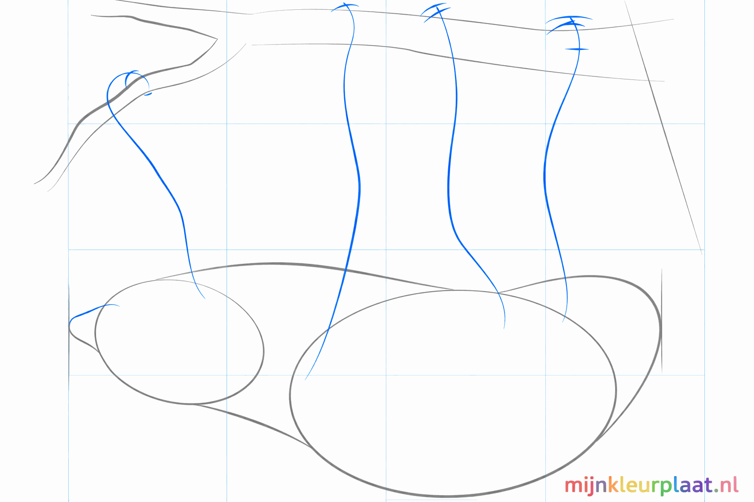 Guide lines for the sloth's legs and a small circle for the snout.