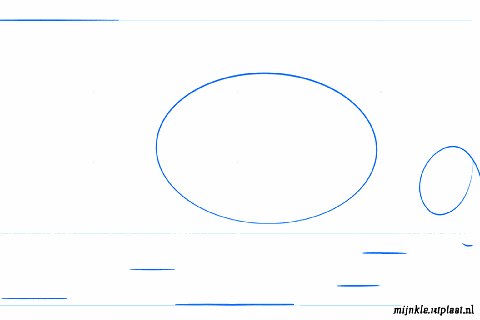 Draw two ovals for the head and the body of the skunk.