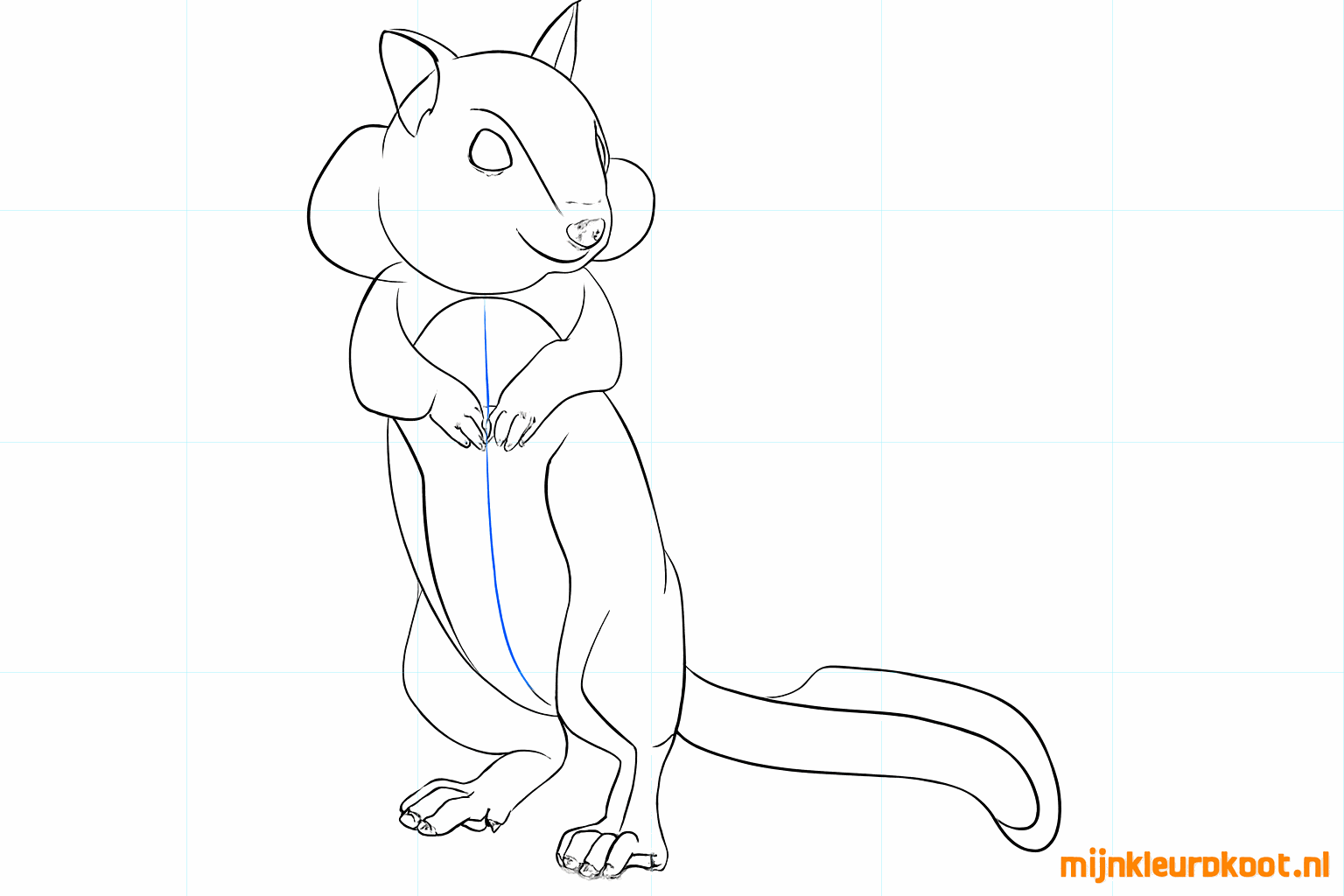 Détails tels que l'œil, le nez et les petits ongles sur les orteils.