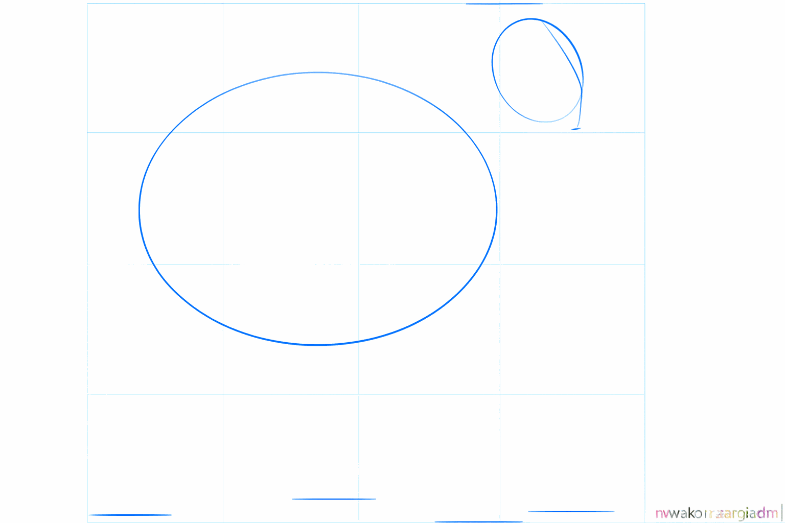 Dessin de deux ovales formant le corps et la tête d'un mouton.