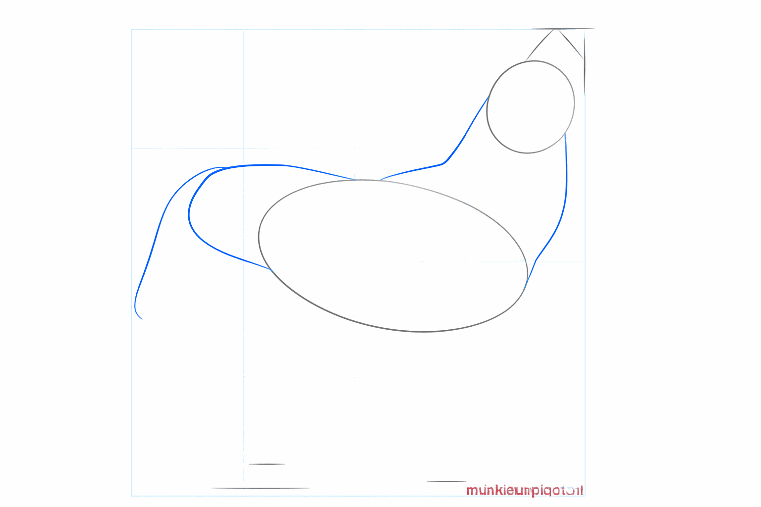 Two lines connecting the head and the body of the wolf.