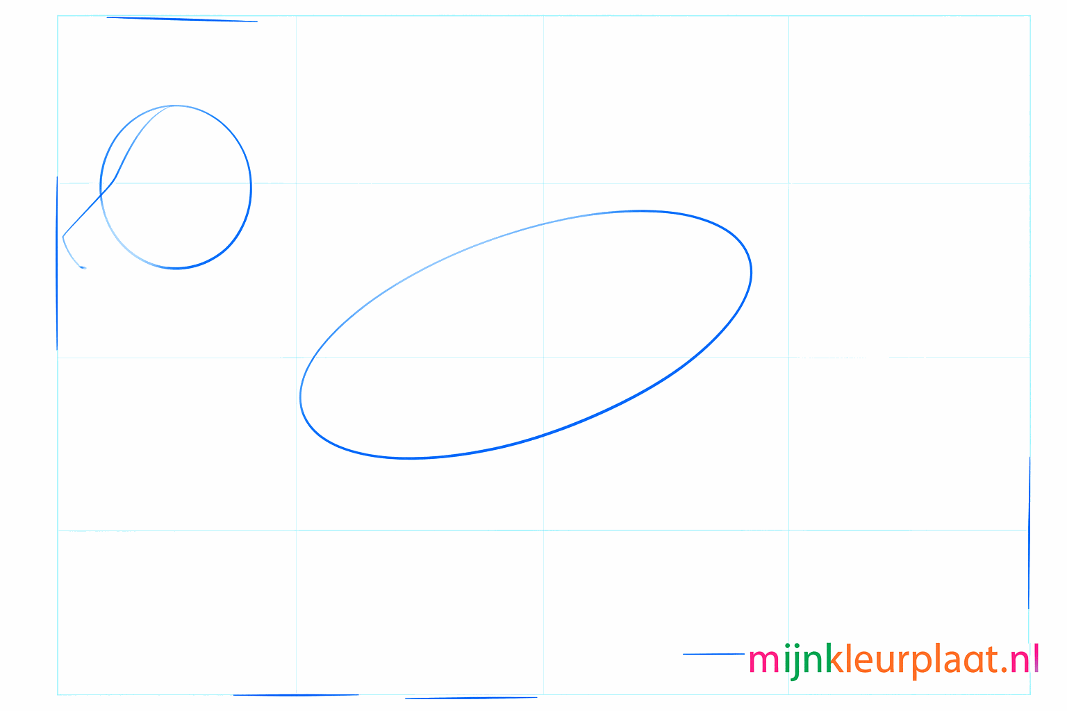 Formes de base d'un chien : un petit cercle et un grand ovale allongé.