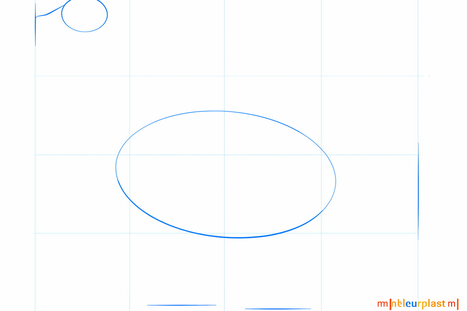 Draw a large oval for the body and a small circle for the head of the goose.