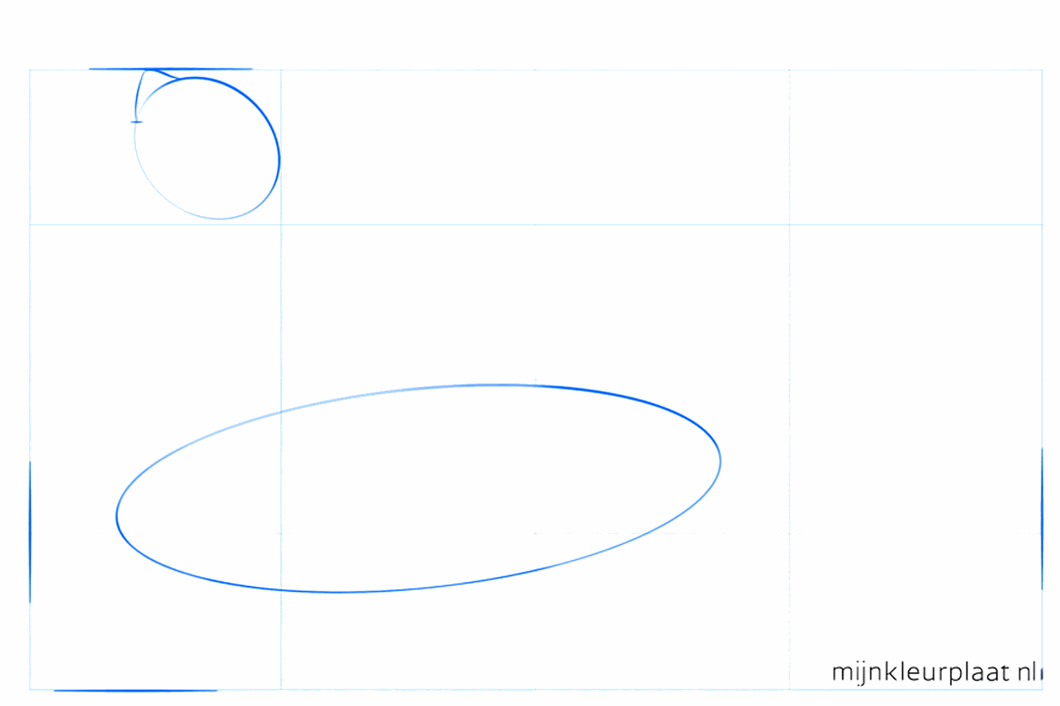 Formes de base d'une otarie : un petit cercle et un grand ovale couché.