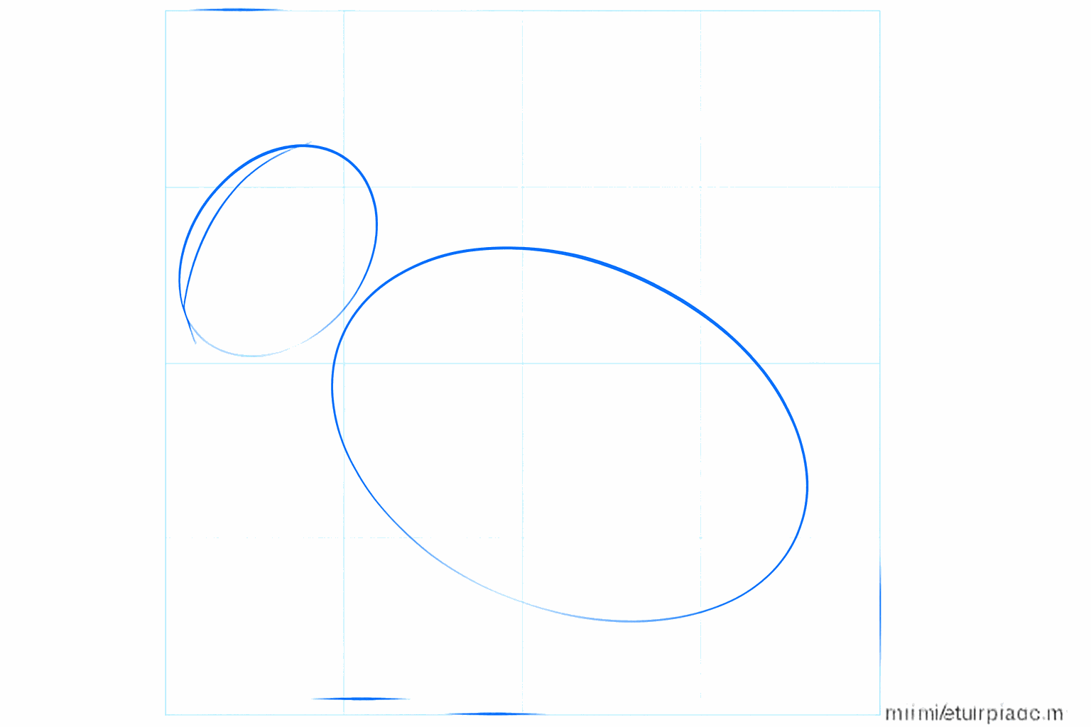 Deux ovales formant la base de la tête et du corps du lapin.