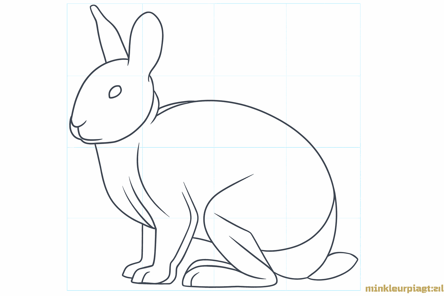 Les contours des longues oreilles et des joues rebondies du lapin.