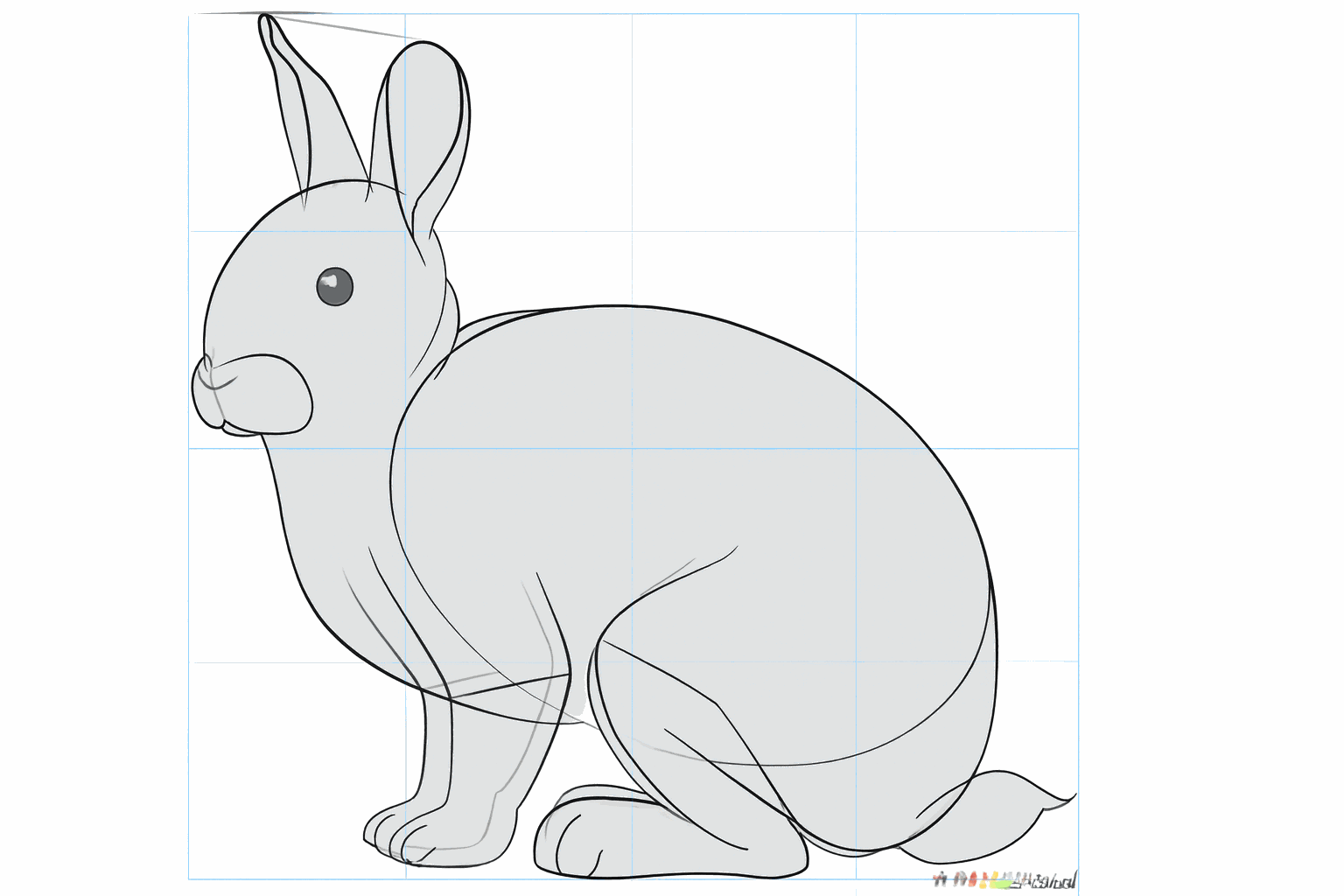 Formes pour les pattes avant et arrière et un petit cercle pour l'œil.