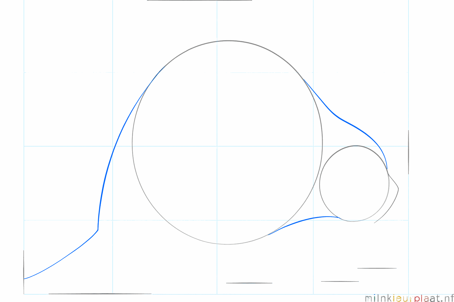 Lignes de construction reliant la tête et le corps en un seul ensemble.