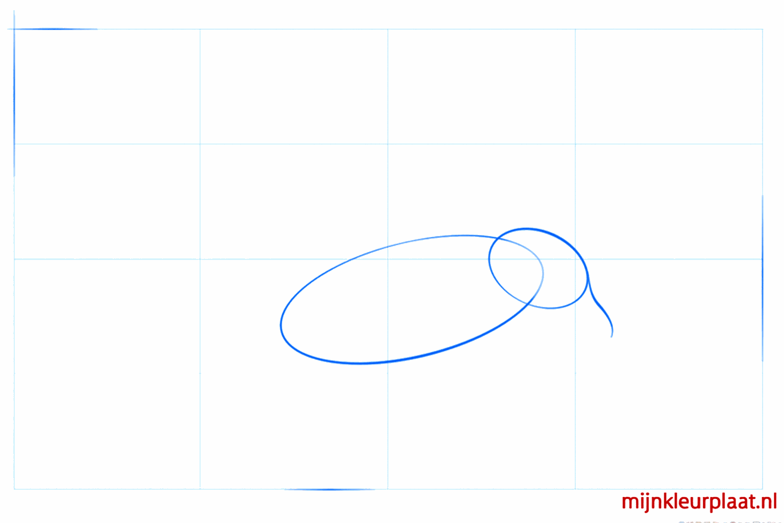 Basic shapes of a seagull: a small circle and a large oval with a beak line.