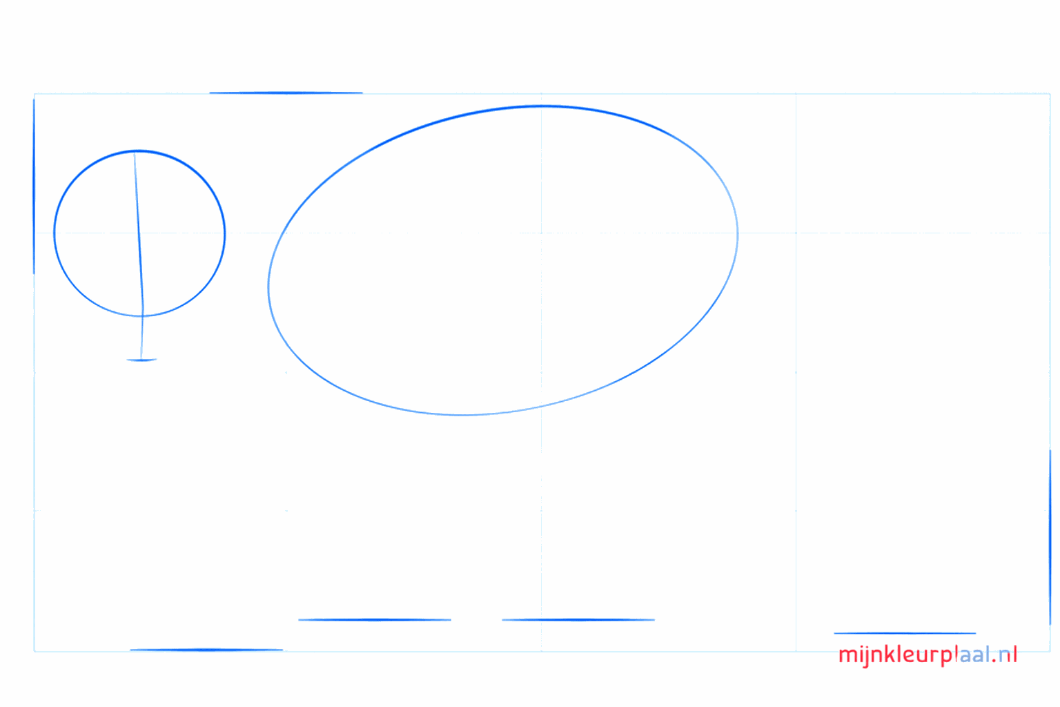 Formes de base d'une lionne : un cercle pour la tête et un grand ovale pour le corps.