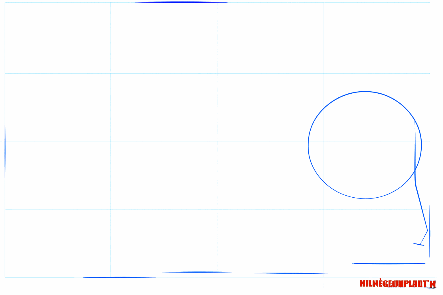 Dessin d'un cercle avec une croix à l'intérieur pour la tête du hérisson.