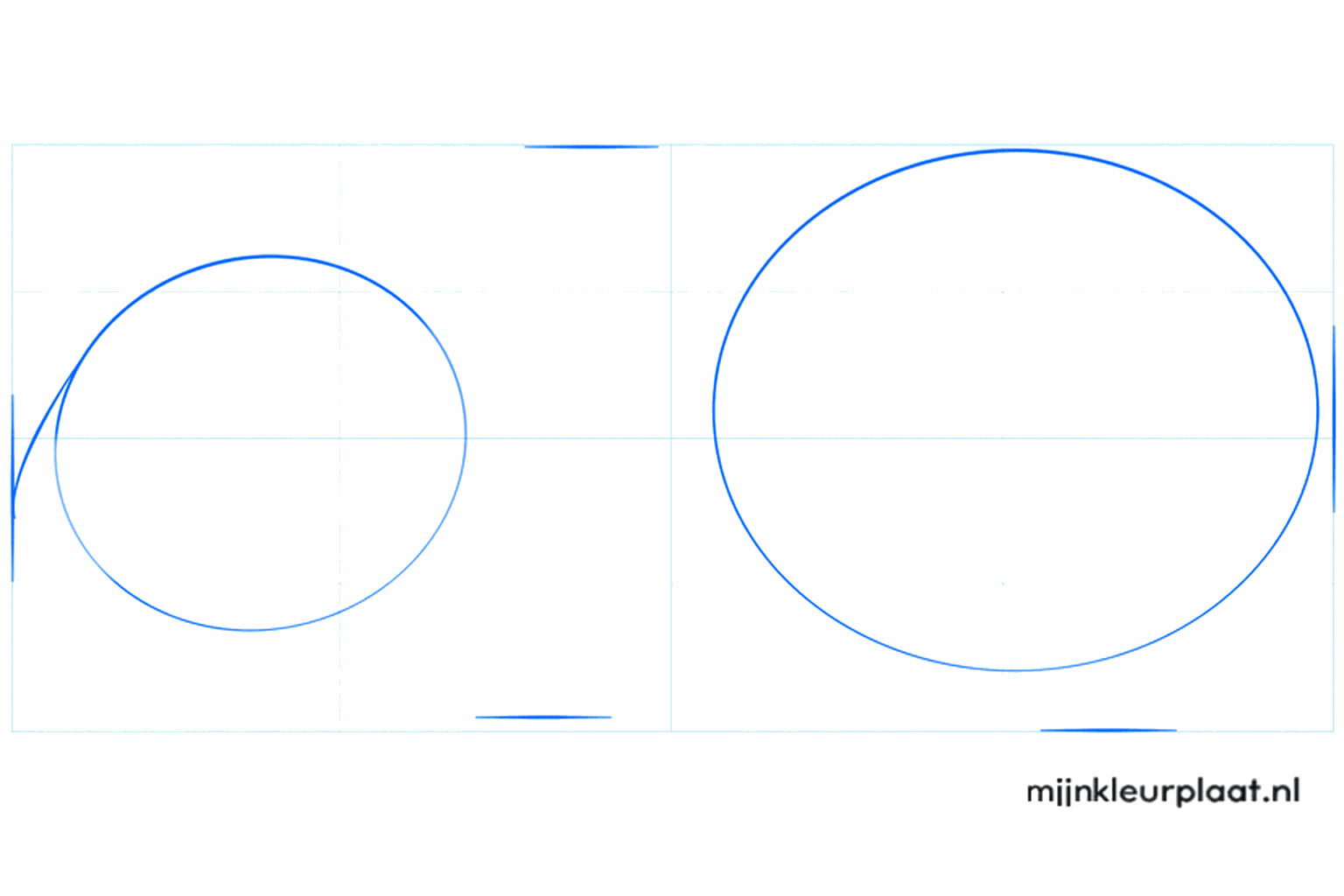 Deux ovales dessinés au crayon pour la tête et le corps d'un cochon d'Inde.