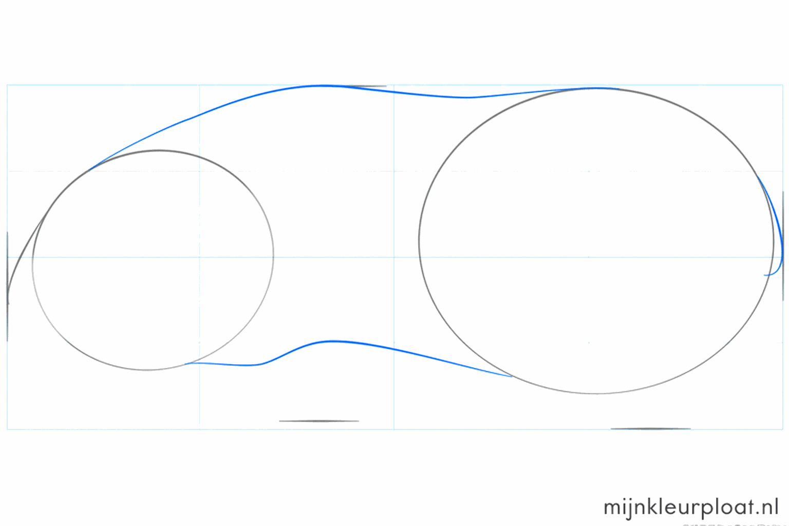 Lignes de construction reliant la tête et le corps du cochon d'Inde.