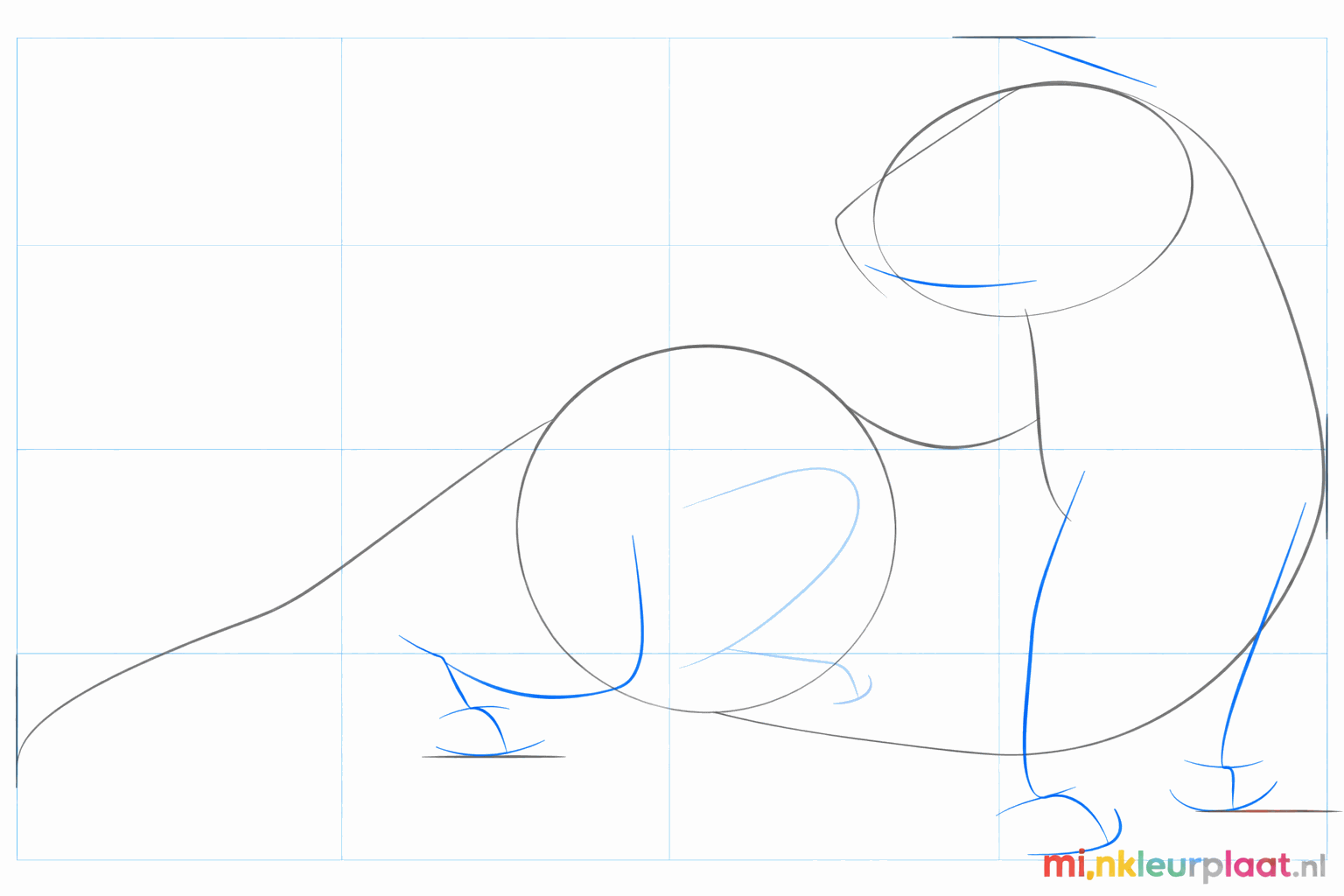 Step-by-step drawing step 3: Guide lines for the legs, ears, and snout.