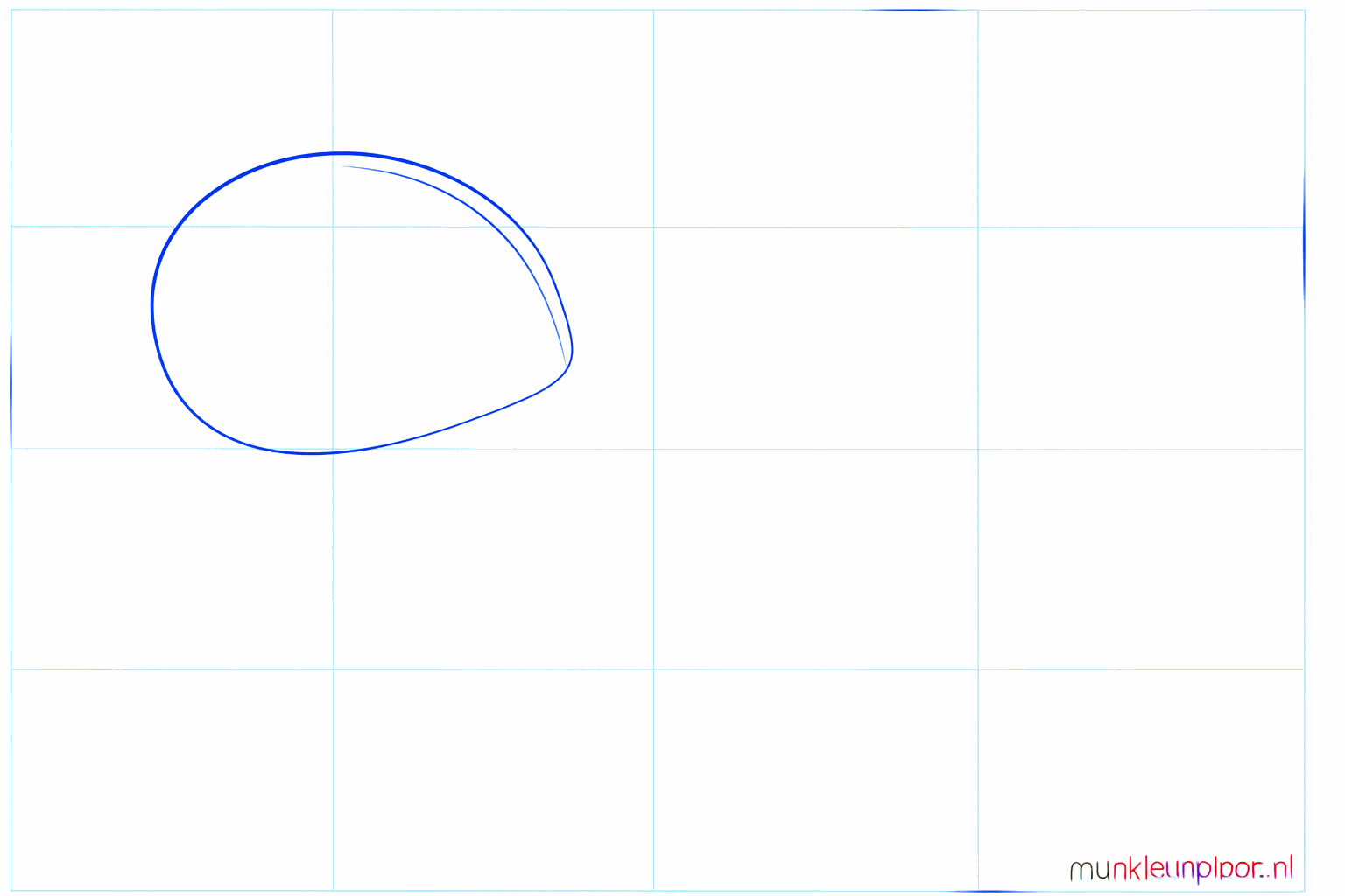 An oval shape with a vertical line in the middle for the octopus's head.