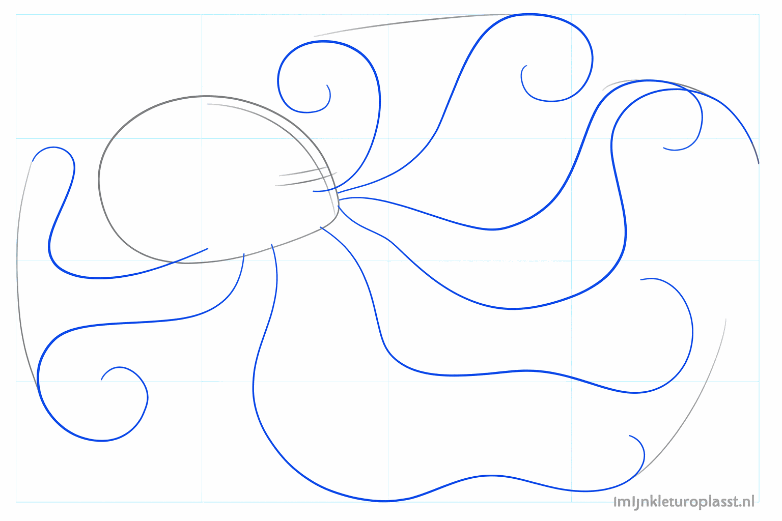 Long squiggly lines fanning out from the head.